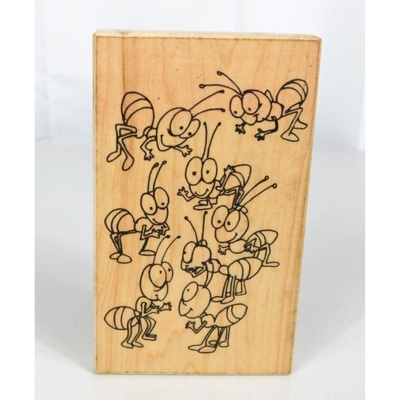 1994 Visual Image Printery Anthropomorphic Ants Insects Mounted Rubber Stamp - Picture 1 of 6